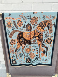 HORSE PRINT SCARF ONE HORSE TURQUOISE