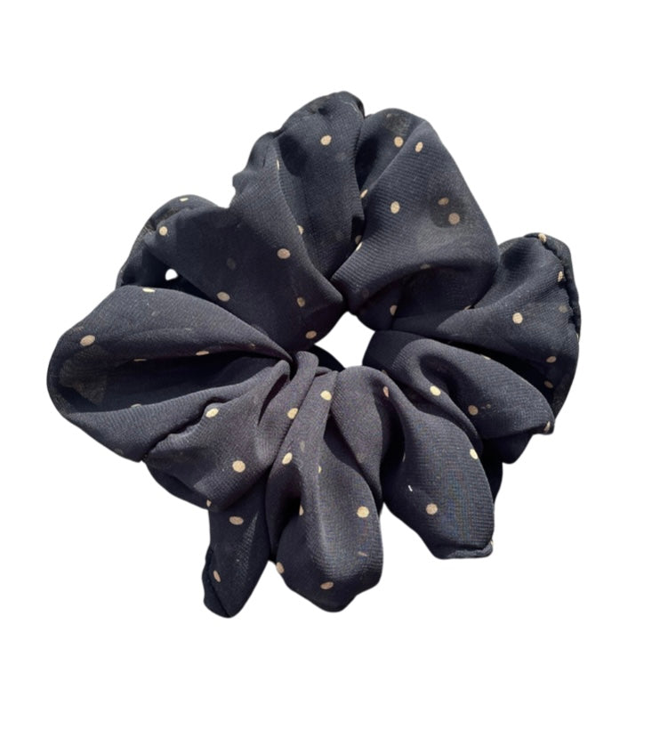 Satin Black Polka Dot