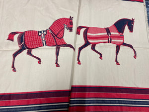 HORSE PRINT SCARF RED & BEIGE